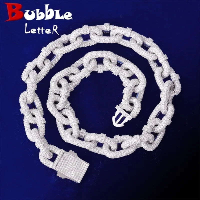 Bubbelbrief Iced Choker Necklace for Men Cuban Link Chain Micro Pave Cubic Zirconia Gold Poled Hip Hop Jewelry 240409