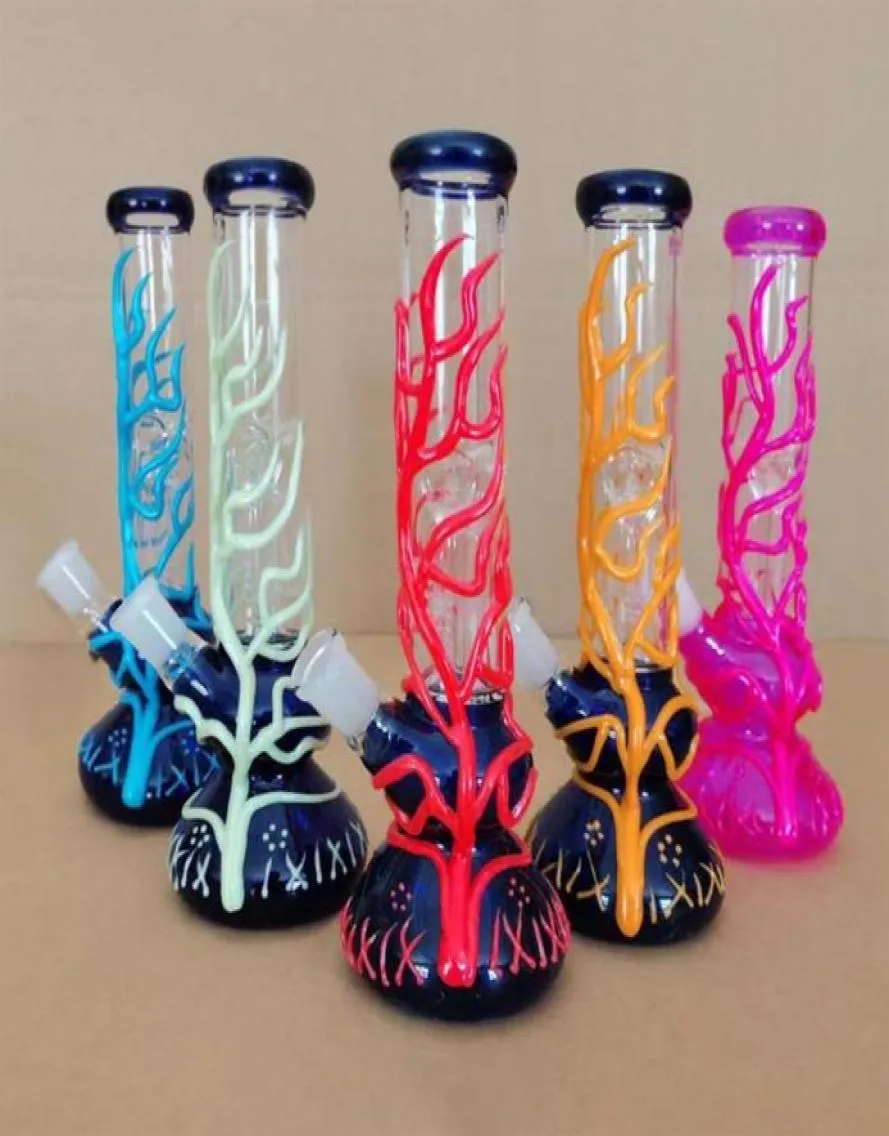 Karanlık beher bongs 6 kol ağacı perc uv yağı dab platformlar düz tüp su boruları dağınık downstem bowl205u1842160