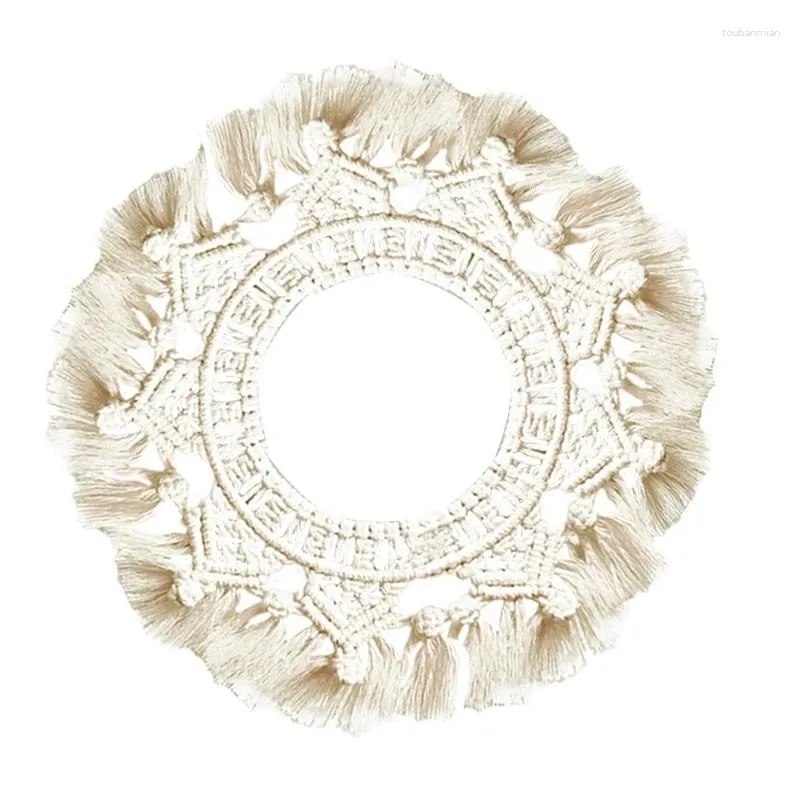 Tapisseries sv-boho macrame mur de maquillage suspendu miroir à la main le caca-tissu à la main pour le salon à la maison décor art décor