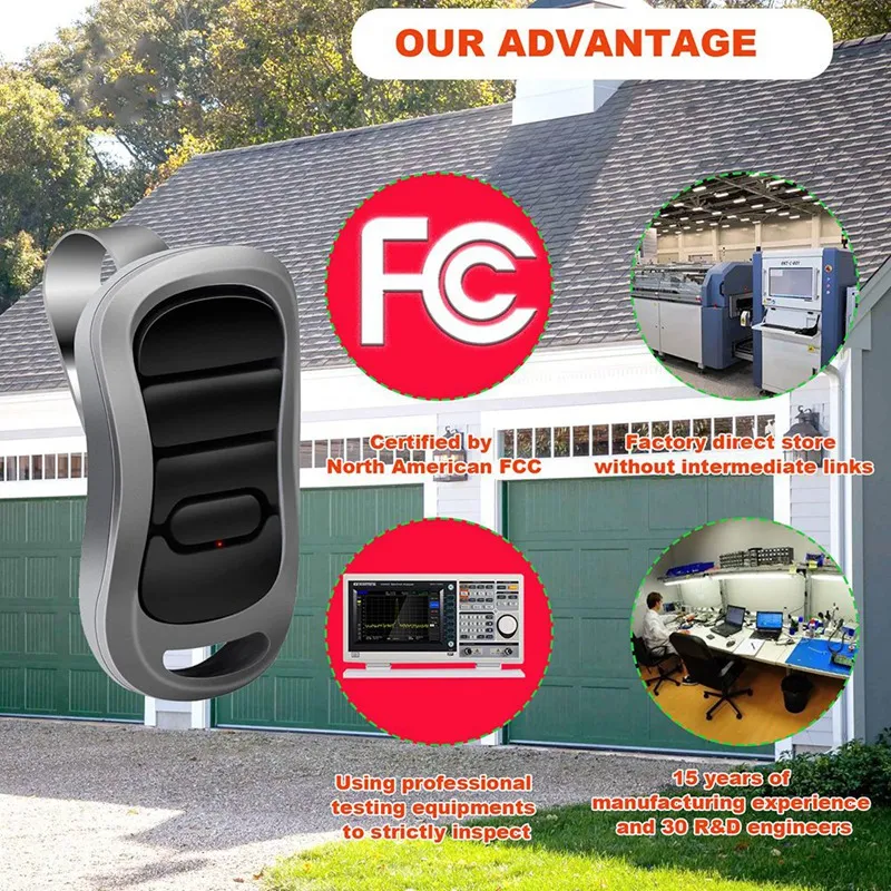 Two Button Garage Access Remote 390MHz Frequency, Durable Metal ...