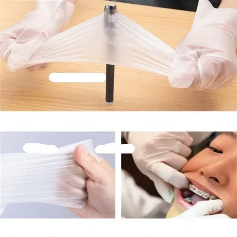 100 stuks transparante vinyl TPE-handschoenen latexvrije handschoenen voor laboratoriumwerk tpe handschoenen xl geschikt voor palmbreedte 100-115 mm