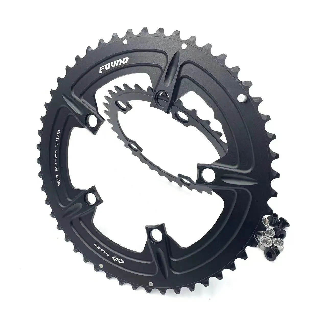 Fovno 110BCD Road Bike Chainring - 5-Bolt Round Double Chainring - 50 ...
