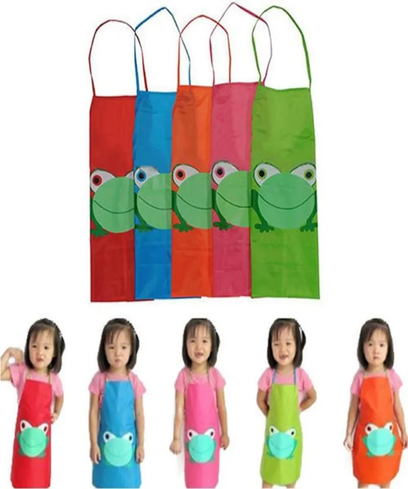 Enfants mignons enfants enfants imperméables tablier dessin animé grenouille imprimé fille belle peinture de cuisine tablier 5 couleur disponible1083654