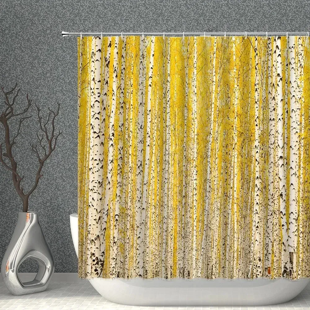Stroweve douchegordijnen waterdicht houten korrel stenen patroon gouden doek badgordijn set multi-size scherm voor badkamer