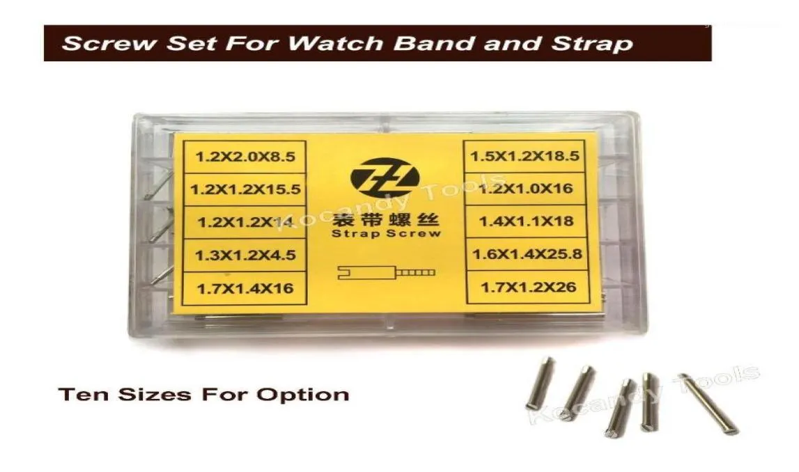 Tile à tube à vis pour bande de montre en métal 50pcs 10 tailles outils de réparation en acier inoxydable pièces 85 mm 26 mm 12270025