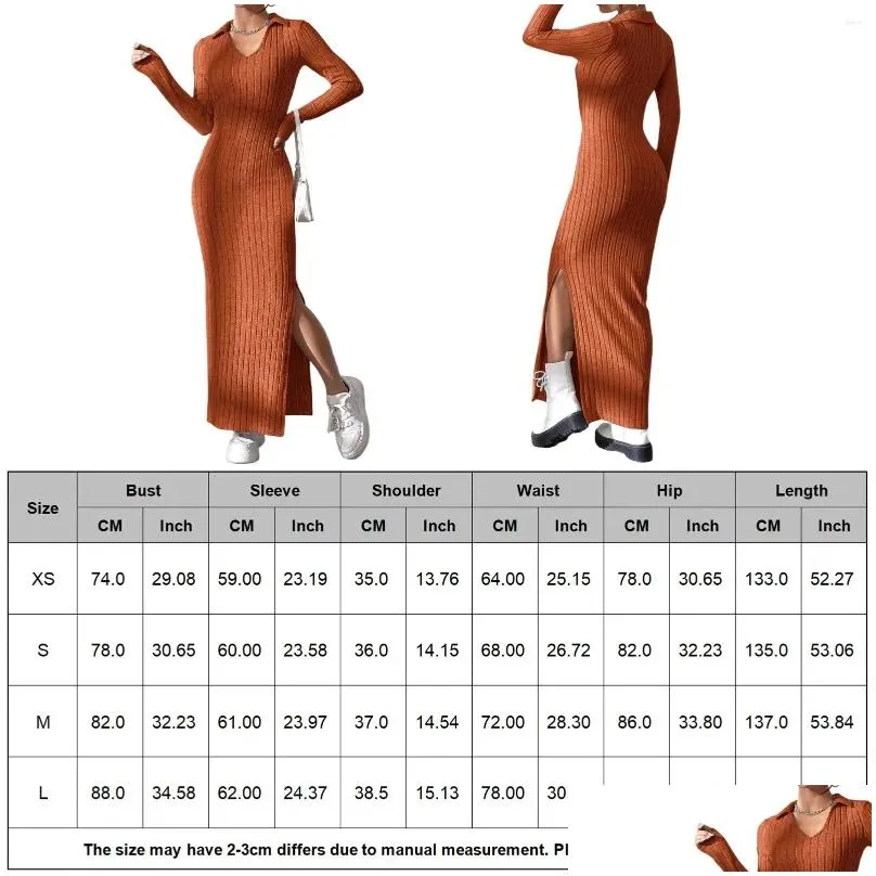 Grundläggande avslappnade klänningar Kvinnor Mantelklänning Elegant Plover Turn-down Skickad tröja Autumn Slim Fit Chic Female Midi Vestidos 2023 Drop D DH690