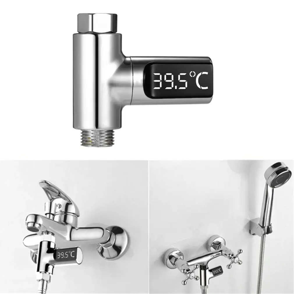 LED Display Water Shower Thermometer Self-generating Electricity Water Temperature Energy Monitor Smart Meter Thermometer