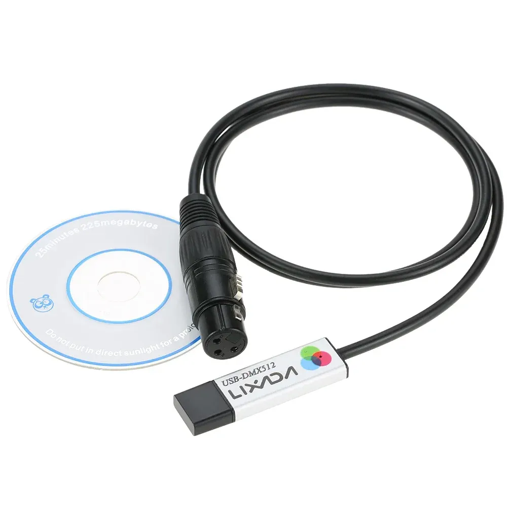 USB to DMX Interface Adapter DMX512 Lighting Controller for LED Stage ...