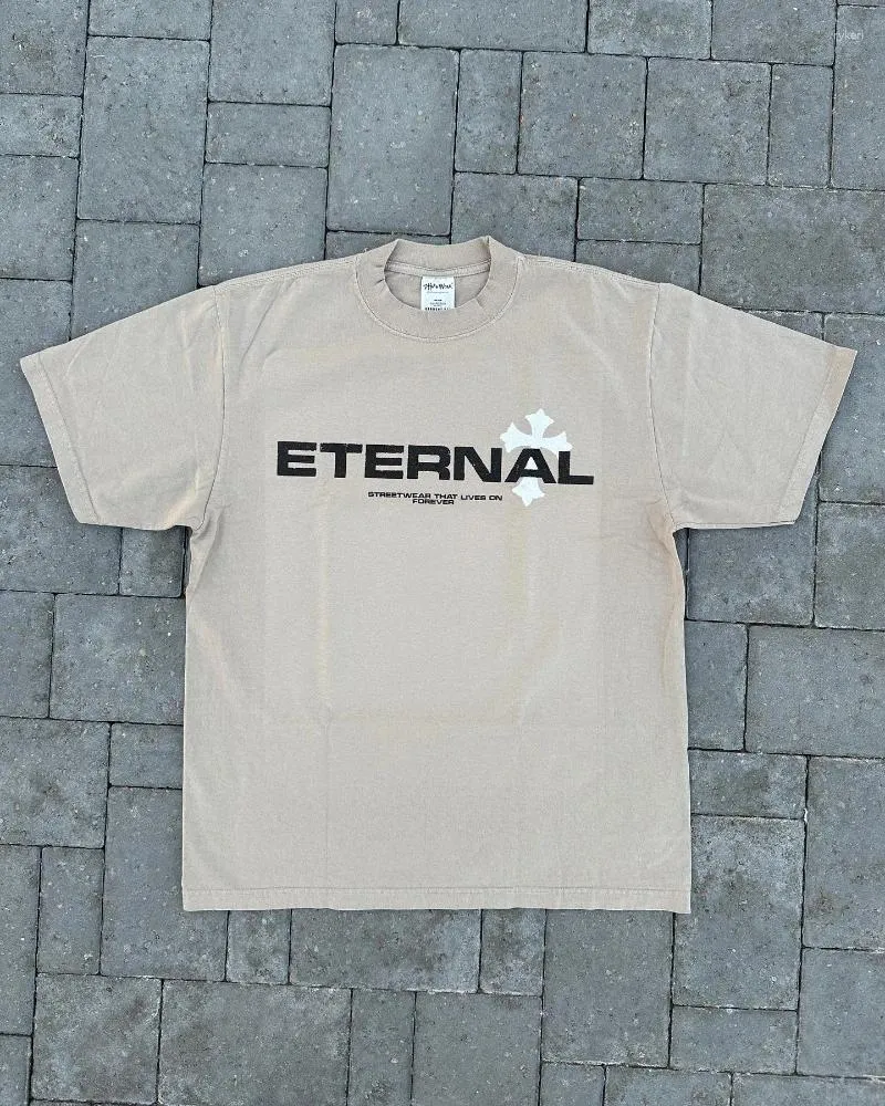T-shirts masculins T-shirts européens et américain Rétro Portrait Alphabet Print T-shirt Overs Men Y2k Harajuku Fashion Casual Loose Shirt