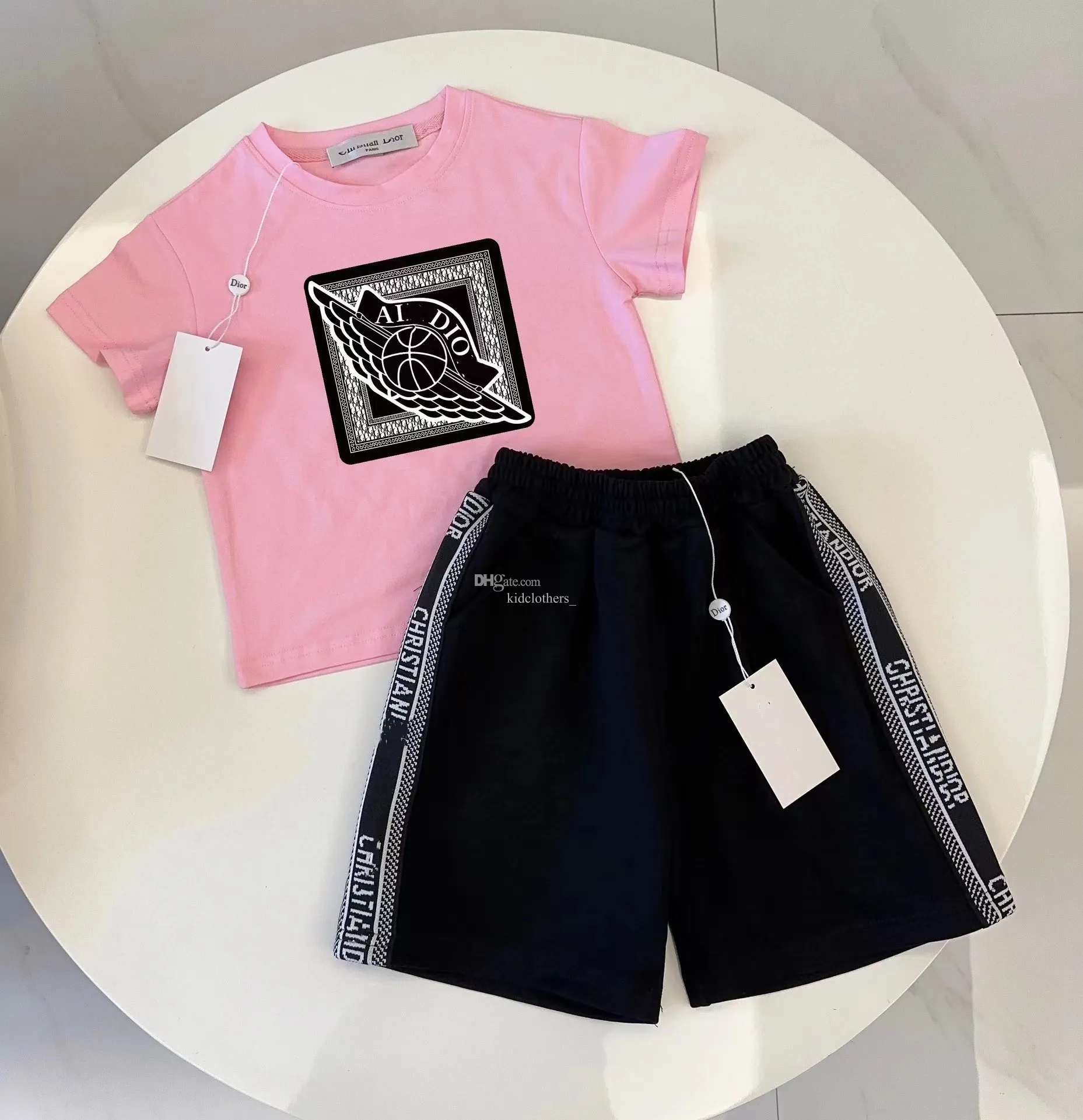 Baby 2 peças Camista Kid Baby Duas peças Conjunto de crianças Designer 100% algodão verão meninas garotas de rosa