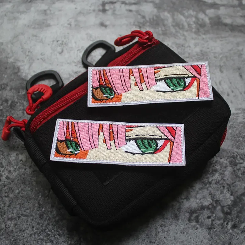 Full Embroidery Anime Patch Two-dimensional Girl Eyes Half Face Personality Armband Tactical Bag Sticker Custom Patch