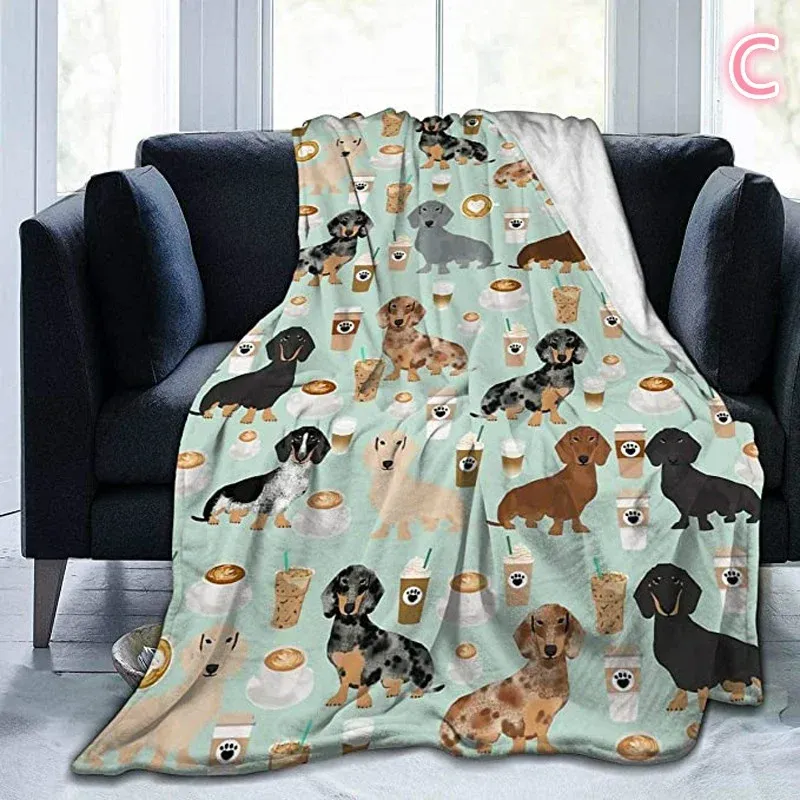 Puppy Dog Deken Dachshund Dog Gedrukte deken Fleece Deken Flanel Sleep Comfort Super Soft Sofa Deken