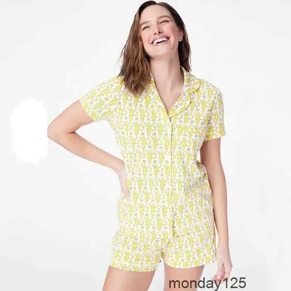 2024 Summer Womens Pyjamas Söt Y2K Monkey Printing 2-Piece Pyjama Set Short Sleeve Shirt Designer Loungewear 240304 WGBL