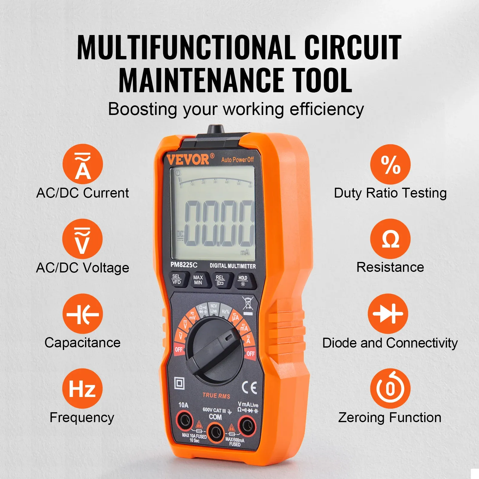 Vevor Digital Multimeter 4000/6000 Sayım Test Cihazı DC AC Voltmetre NCV, OHM Volt AMP Test Cihazı Akım ve Voltaj Ölçümü