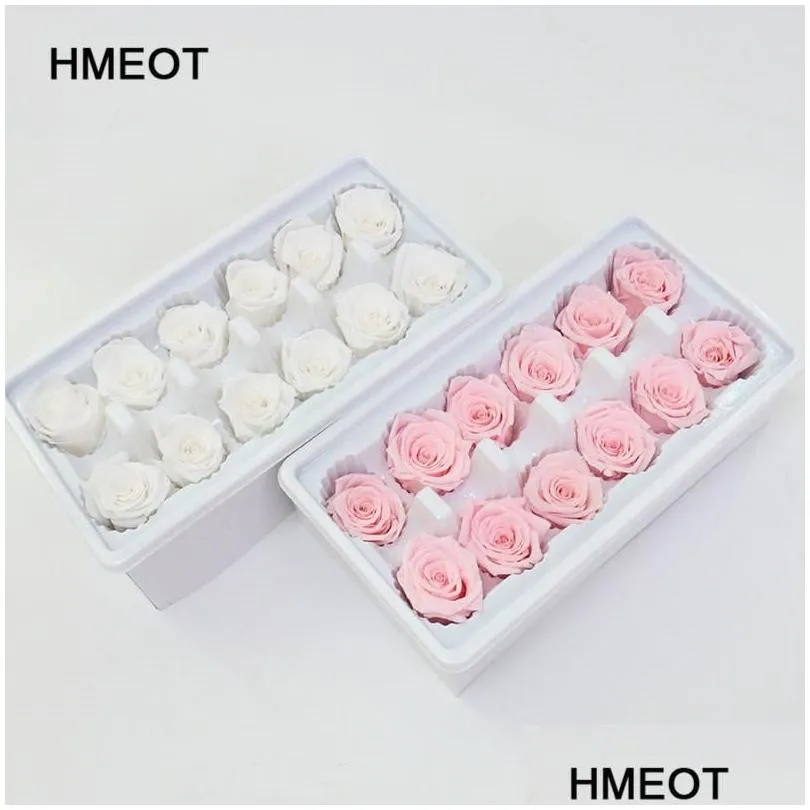 Fleurs décoratives couronnes 12 pcs / lot haut de gamme de rose immortelle haut de gamme fleur de rose immortelle 3-4 cm de diamètre Gift de la fête des mères