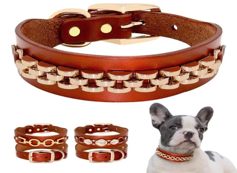 Mode läder hund krage fransk bulldog husdjur krage perro för små medelstora hundar metalltillbehör husdjur krage t20051766649799
