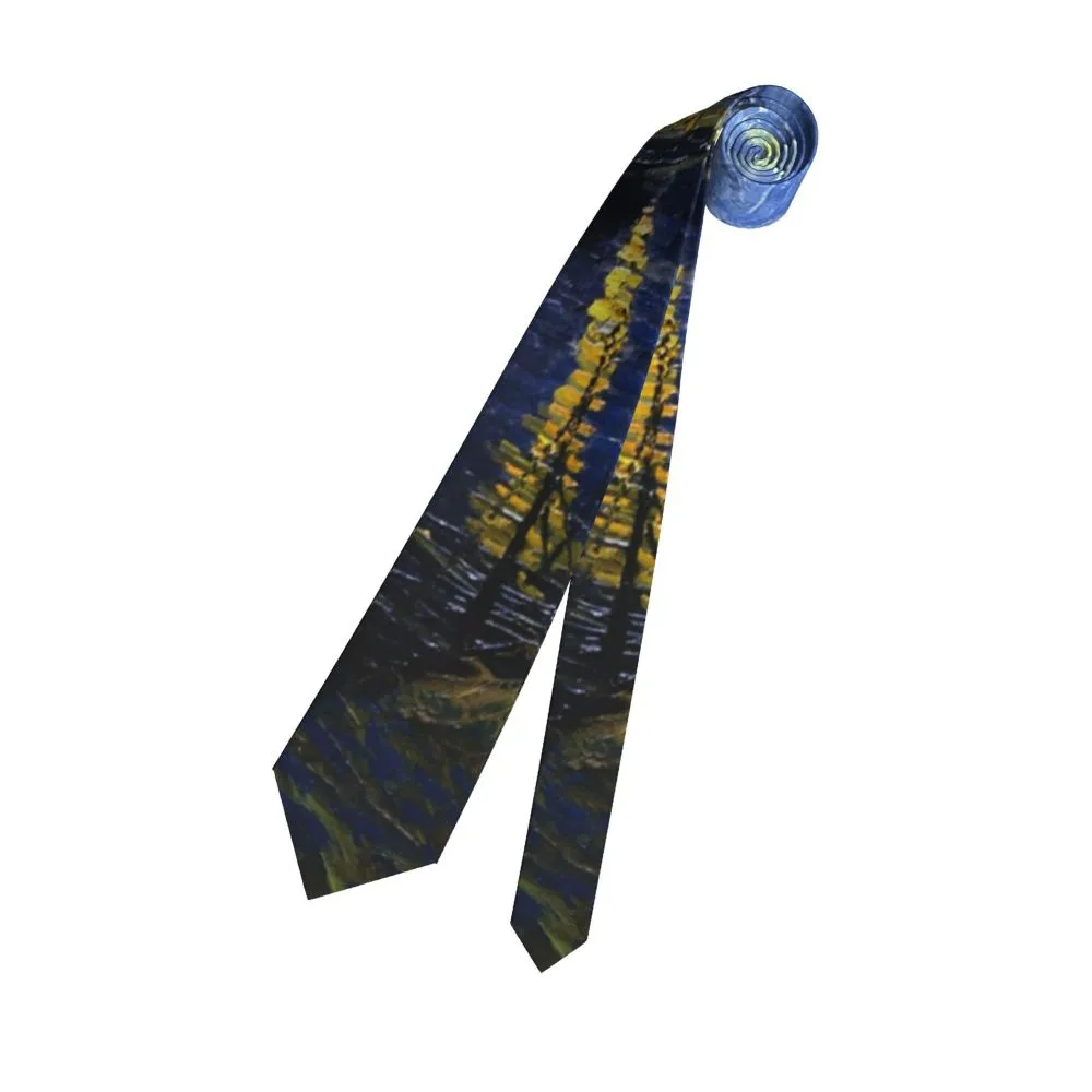 Cravate Vintage Signée Van Gogh - Modèle Homme Slim (3.5") - Rayures Marron - Occasion