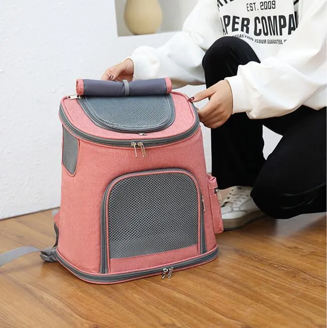 Groothandel Pet Bag 6 Kleuren Grote capaciteit Vouwen Oxford Fabric Light en Casual Pet Backpack Portable Cat en Dog Backpack Ademende Fashion Messenger Bag 092#