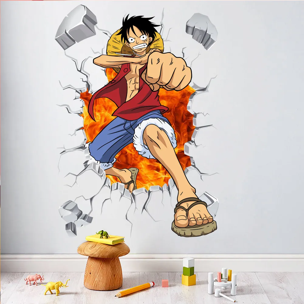 3D Luffy Hole Wall Sticker Boys Children