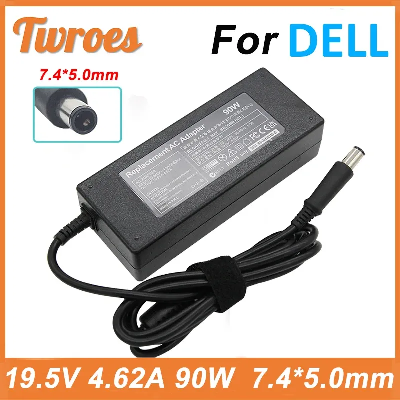 Adaptateur 19.5V 4.62A 90W pour Dell ordinateur portable adaptateur DC Charger E4300 E4310 E5400 E5410 E5420 E5500 1420 1501 1521 1525 D400 Inspiron 14r