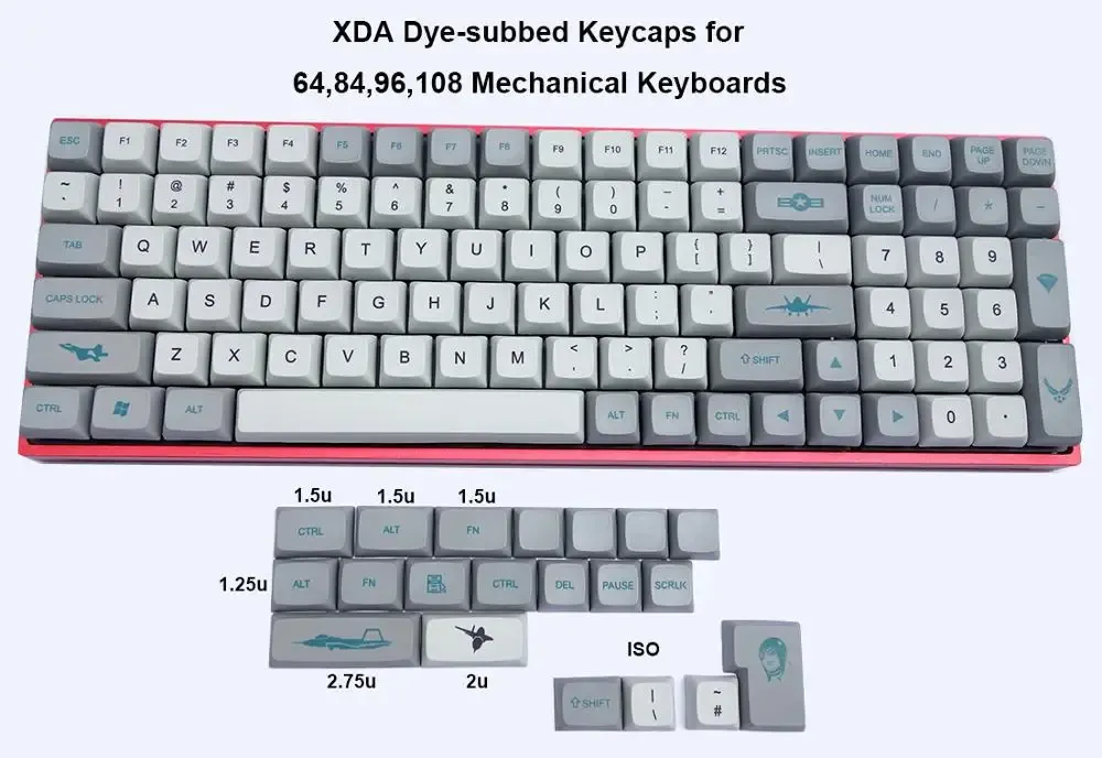 Klavyeler F22 XDA PBT Boyan Key Kapaklar ANSI ISO Kiraz MX Anahtarları için ANSI ISO 61 64 84 87 96 104 108 Mekanik Klavyeler