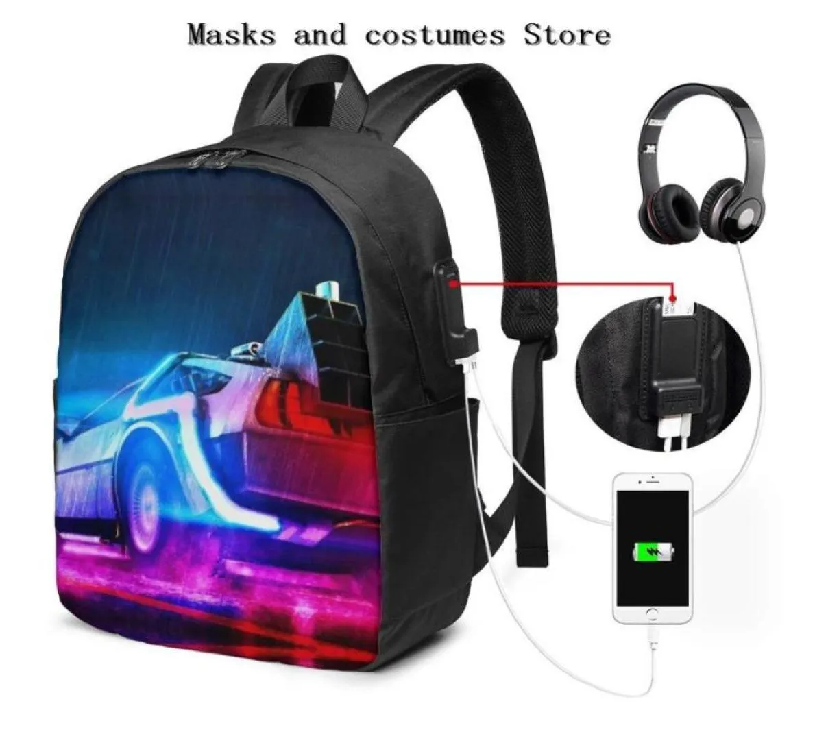 Backpack Custom 3d Printing Science Fiction Film Back To The Future Children039s School Usb Washed3711291