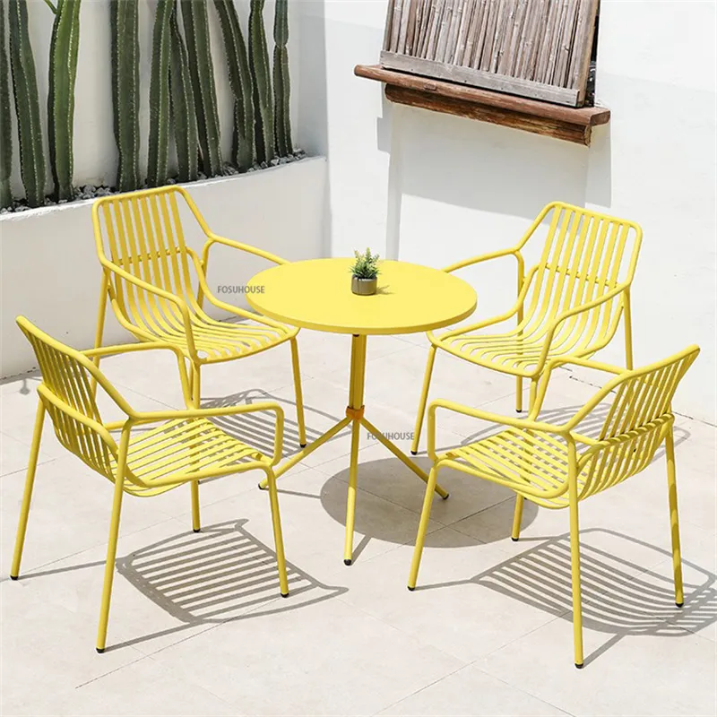 Modern simple Outdoor Table and Chairs Set Balcony Cafe Leisure Three Piece Set Household Garden Outdoor Furniture Set Patio Z