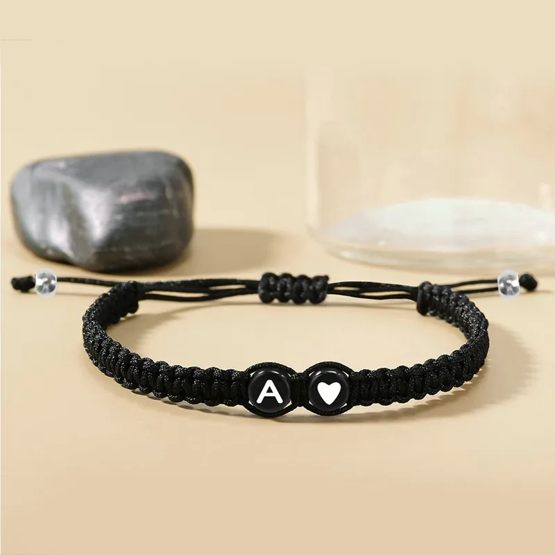Hand Woven Couple Macrame Bracelet With Charm With A To Z Initials In Black Perfect Valentines Day Gift For Women Jewelry Accessories From Ddmymaster 8.05 DHgate.Com