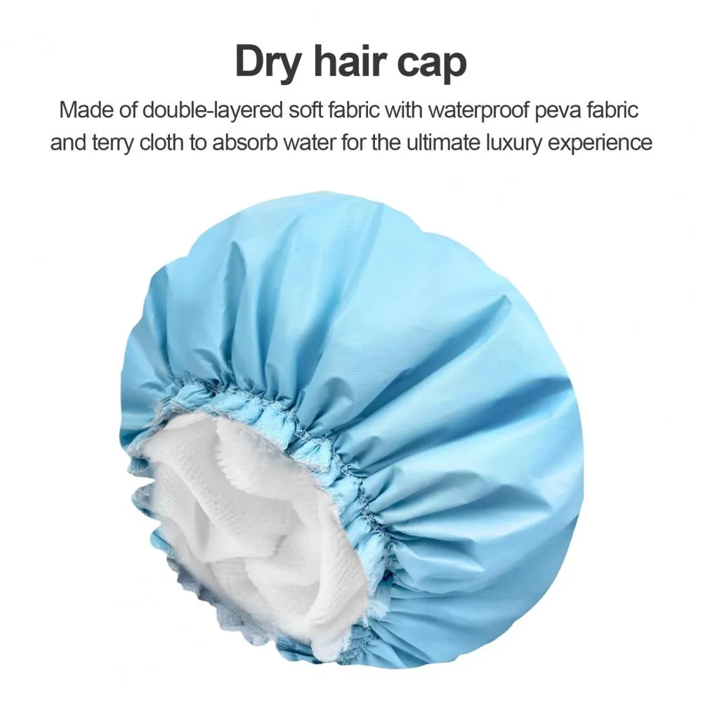 Reusable Waterproof Shower Cap with Stretchy Band for Women