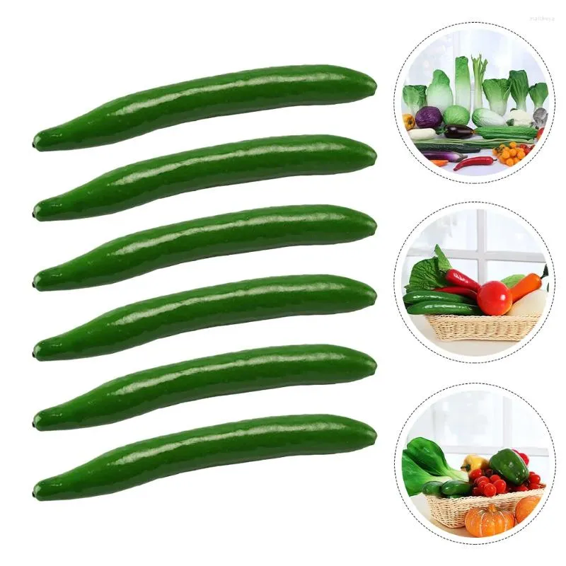 Dekorativa blommor 6 PCS Desktop Simulation Cucumber Model Plastic Plants Fake Food Realistic Foam Prop