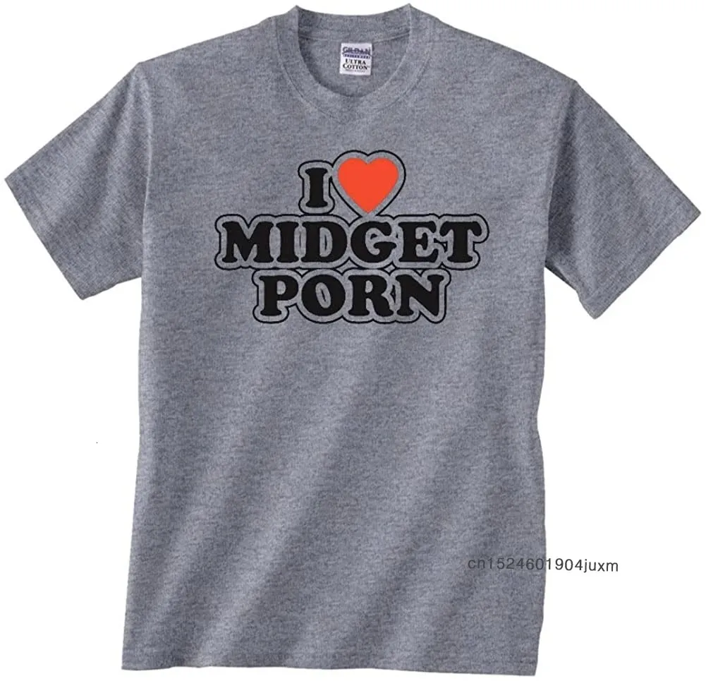 100% T-shirt di cotone Mens Funny Tees I Love Midget porno maglietta Porta top per abiti da regalo per adulti 240408