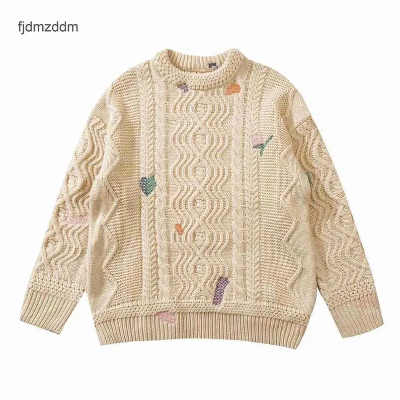 Mens Designer Hoodie Jumper med långa ärmar Ader Korean Autumn och vinterbroderi Rund hals Löst stekt degvridningar stickade pullover män kvinnor älskare svettas