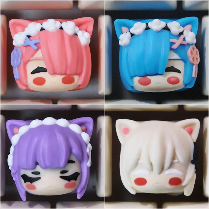 Tillbehör Anime Re: Zero Life in A Different World KeyCap Cartoon Artisan Harts KeyCaps Personlig tväraxelmekanisk tangentbordslock