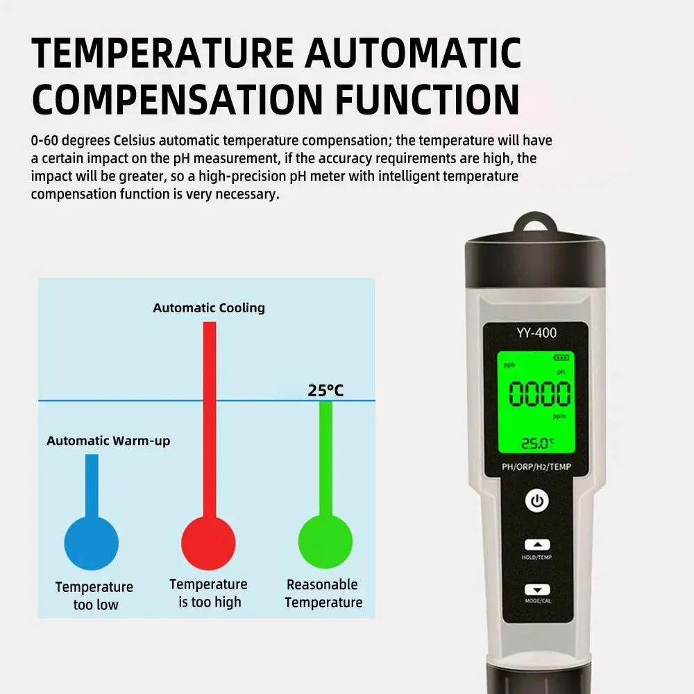 YY-400H H2/TEMP hoher Qualität pH-Meter 2 in1 TDS/Temp Wasserqualitätstester Stiftleitfähigkeit Detektor Monitor Reinheit Messwerkzeug