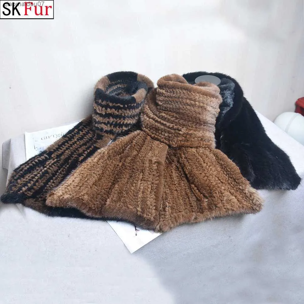 Schals 2018 Bestseller langer Winter warm warmer echter Nerzhaut Schal echter Nerzhaut Schal Mode Frauen gestrickt echte Nerzhaut Scarfl2404