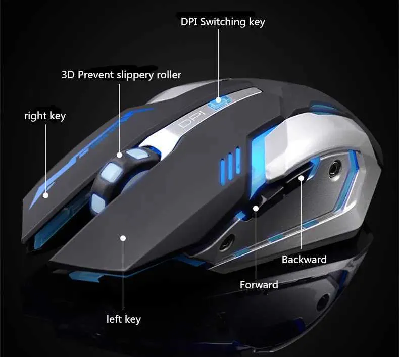 AZZOR Wireless Gaming Mouse: Rechargeable, 7-Color Breathing Backlight ...