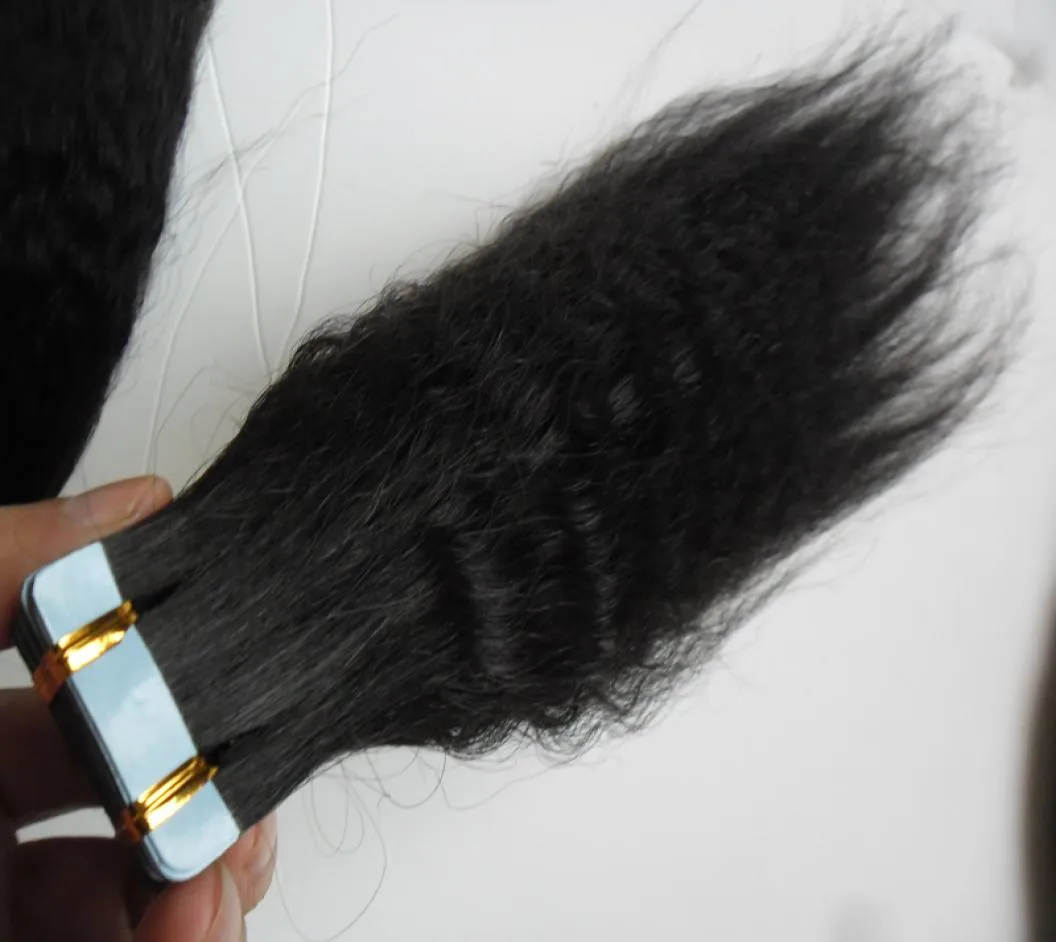 Kinky Straight Tape in Hair Extensions Tape Human Hair Remy Seamless 10quot26quot coarse yaki Tape in Human Hair Extensions 49973524