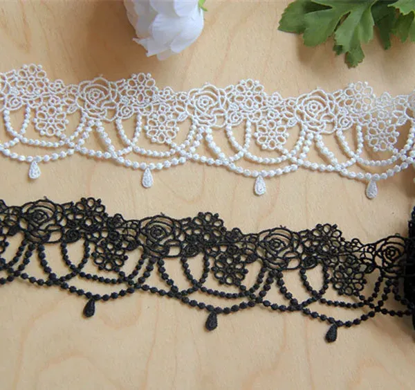 1yard Width:4.5cm (1.80") Gorgeous Bead Chain Lace Water Soluble Laces Trims for Garment Curtain Sewing Accessories (ss-432)