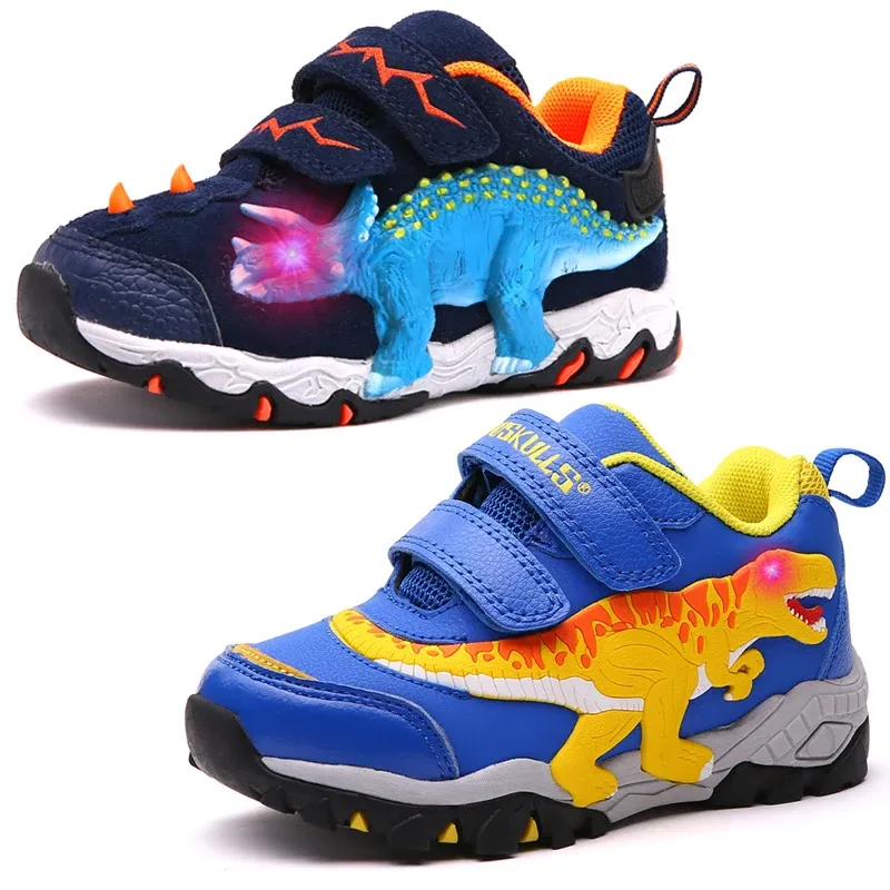 Sneaker Dinoskulls Boys Boys Led Shoes Tennis Sports Kids illumina le scarpe da ginnastica per bambini che brillano per bambini che corrono calzature per ragazzi primaverili