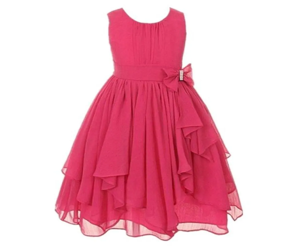 Mädchen Oneck ärmellose Bogen Blumen Ballkleid Prinzessin Partykleider weiß rot rosa blau täglich Kleid für 3 5 6 8 10 12 14 Jahre 21039054931