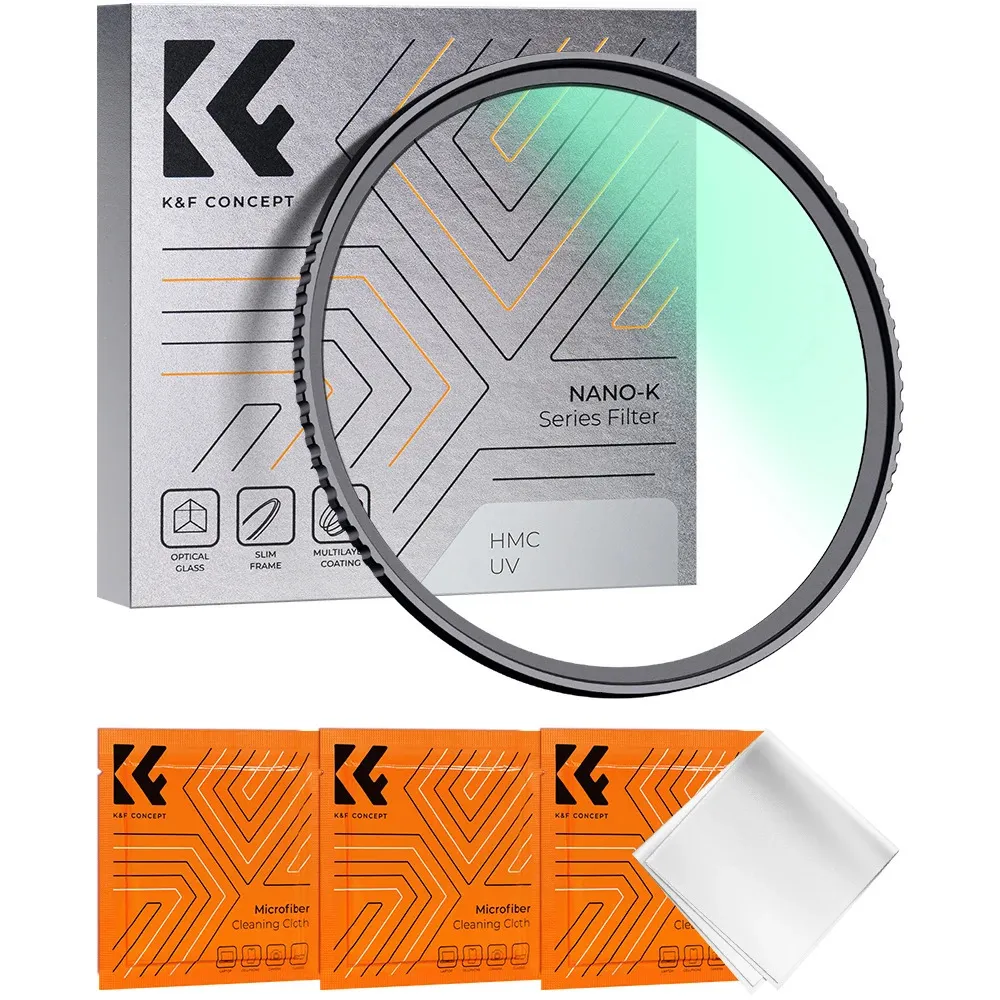 K F Concept 77mm 82mm Nanok Series UV Filter Ultra Slim MCUV Protection Multi Coated Camera Lens med 3 rengöringsduk 240327