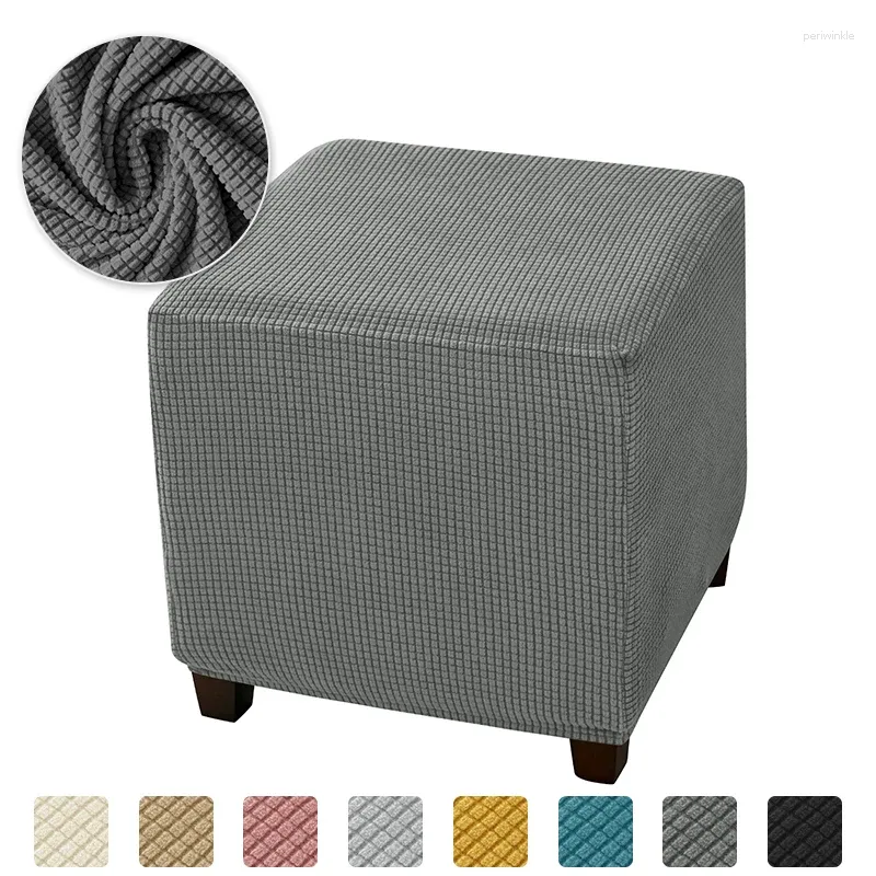 Stuhlabdeckungen 1PC Elastic Polar Fleece Ottoman Cover Quadrat