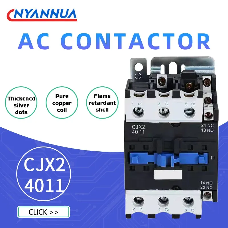 Contattore LC1-D 40A AC CJX2-4011 Contatto d'argento All Coil Coil Coil Trifase Contactor 220V 380V 1NO 1NC FAMILE