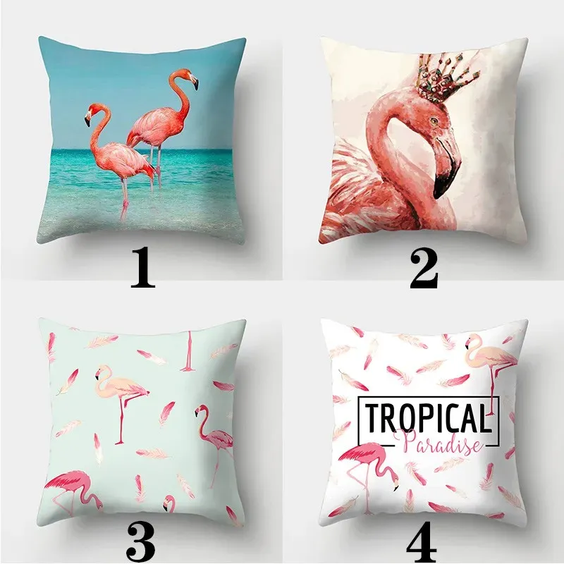 Taie d'oreiller tropical Flamingo 45cmx45cm couvercle d'oreiller canapé carré coussin créatif