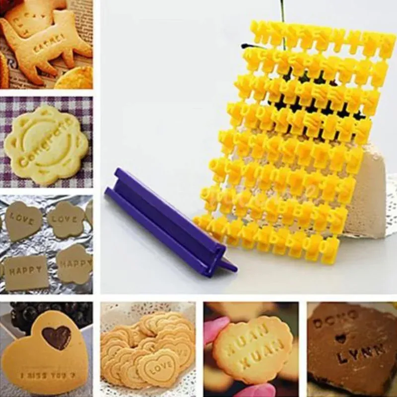 Pour les gâteaux / pâte de sucre, lettre alphabet biscuits Mottes de coupe Moule de boulange de boulange de boulange de moule à gâteau de gâteau moule à caoutchouc pour les gâteaux pâte de sucre