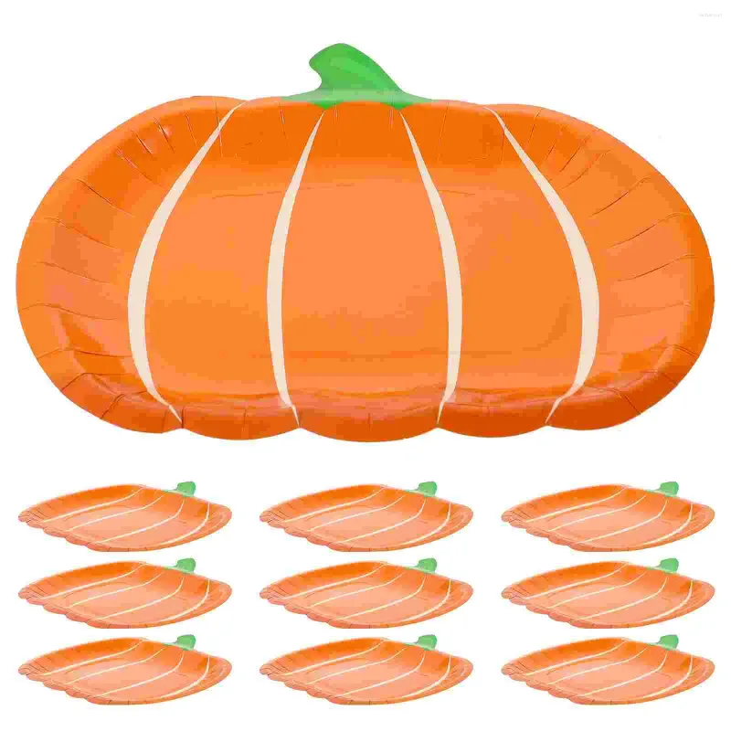 Denunda descartável 25 PCS decoração de papel Placa de papel Halloween Dinner Setents em forma de abóbora