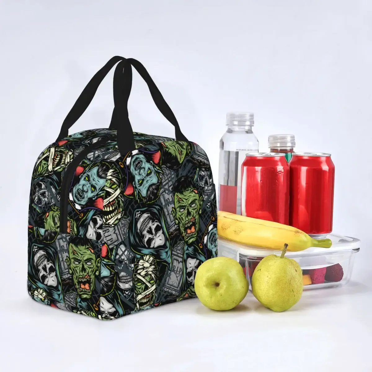 Halloween vintage geïsoleerde lunchzak thermische tas herbruikbare spook grimas zombie horror high capaciteit slungel lunchbox buiten