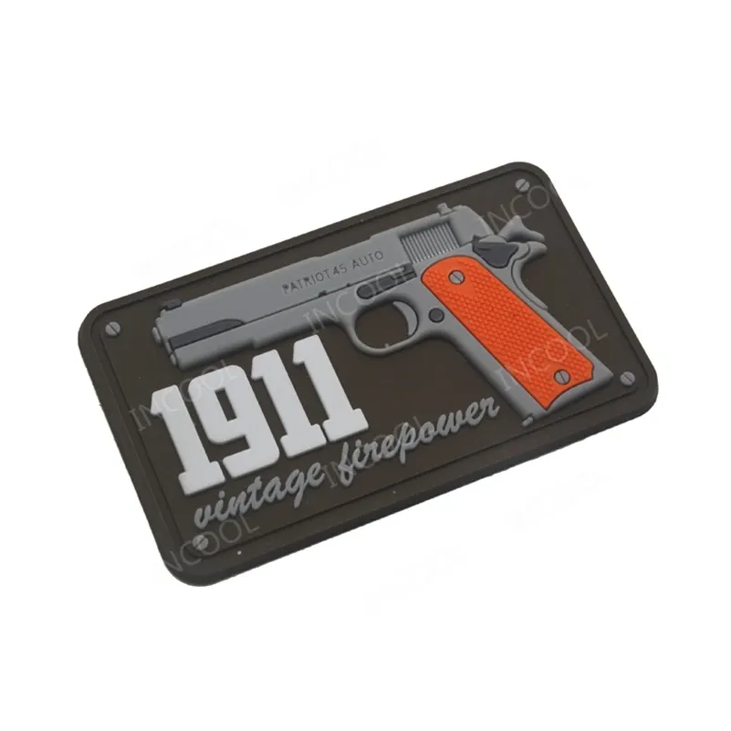 3D PVC 1911 Patch vintage Firepower Patch Tactical Patch Gun Biker Biker Patch di gancio per zaino per abbigliamento Capitali di zaino