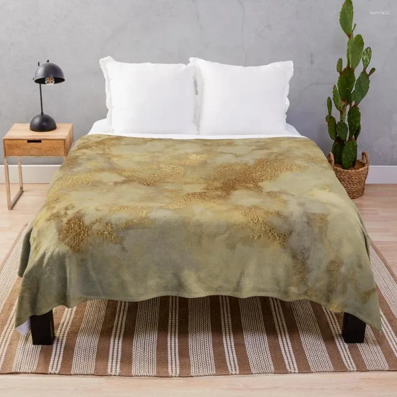 Couvertures Gold Metallic Marble Match Met Bouivre Sool Soft Plux Plaid sur le canapé Luxury Fluffy