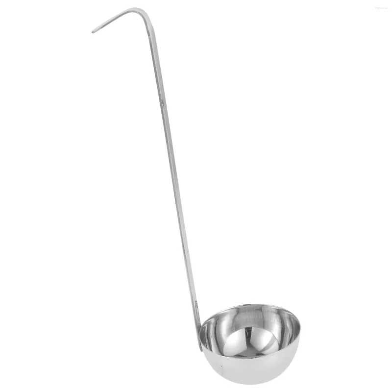 Tazas de cuchara gancho para servir cucharada casera de acero inoxidable sopa de metal salsas reutilizables cucharadas